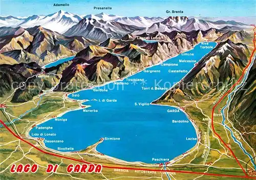 AK / Ansichtskarte Lago di Garda Panoramakarte Kat. Italien