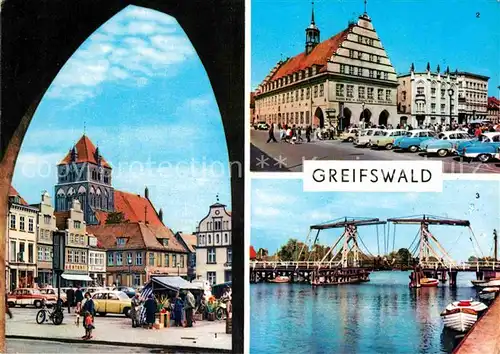 AK / Ansichtskarte Greifswald Rathaus Wieker Bruecke