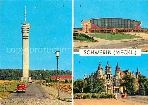 AK / Ansichtskarte Schwerin Mecklenburg Fernsehturm Sporthalle Schloss Kat. Schwerin