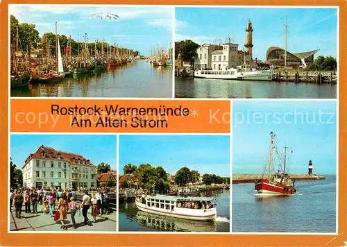 AK / Ansichtskarte Warnemuende Ostseebad Alter Strom Leuchtturm Teepott Erholungsheim Am alten Strom Fischkutter Mole Leuchttuerme Kat. Rostock