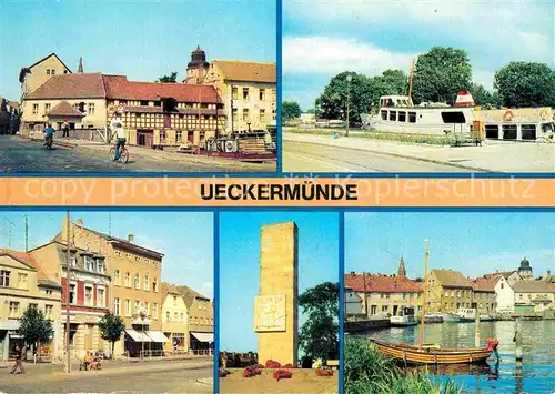 AK / Ansichtskarte Ueckermuende Mecklenburg Vorpommern Ueckerbruecke am Hafen Karl Marx Platz Ehrenmal Hafen Kat. Ueckermuende