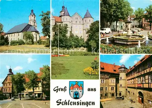 AK / Ansichtskarte Schleusingen Schloss der Bertholdsburg Markt Johanniskirche Kat. Schleusingen