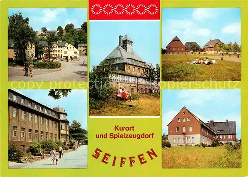 AK / Ansichtskarte Seiffen Erzgebirge Restaurant Buntes Haus Spielzeugmuseum Bergbaude auf dem Schwartenberg Erholungsheime Bad Einsiedeln und Berghof Kat. Kurort Seiffen Erzgebirge