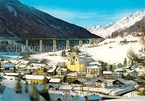Steinach Brenner Tirol Fliegeraufnahme mit Gschnitztalbruecke und Stubaier Alpen Kat. Steinach am Brenner
