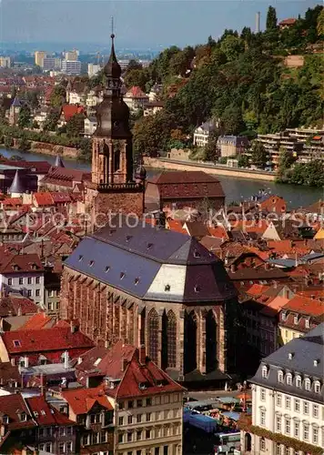 Heidelberg Neckar mit Heiliggeistkirche  Kat. Heidelberg