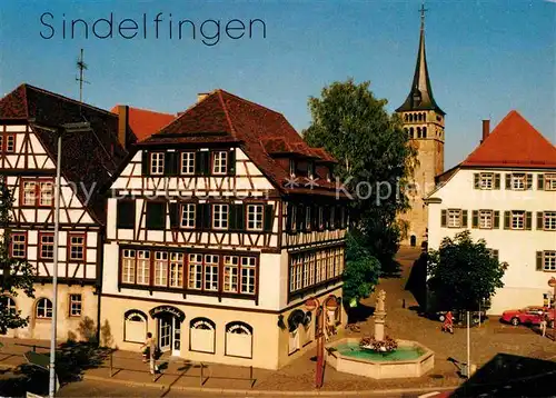 Sindelfingen Altstadt Fachwerkhaeuser Brunnen Kirchturm Kat. Sindelfingen