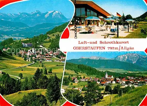 Oberstaufen Panorama Allgaeuer Alpen Restaurant Terrasse Kat. Oberstaufen