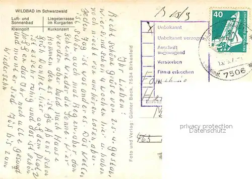 AK / Ansichtskarte Wildbad Schwarzwald Kurparkanlagen Kleingolf Kurkonzert Kat. Bad Wildbad