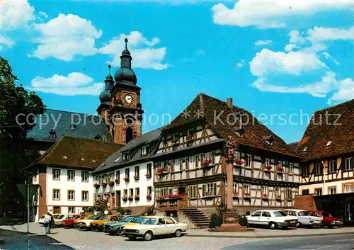 AK / Ansichtskarte Amorbach Marktplatz mit Pfarrkirche St Gangolf Kat. Amorbach