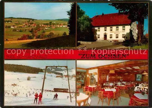 AK / Ansichtskarte Herrischried Gasthaus Pension Metzgerei Zum Ochsen Panorama Skipiste Kat. Herrischried