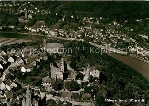 AK / Ansichtskarte Dilsberg Burgruine Kirche Luftbild Kat. Neckargemuend