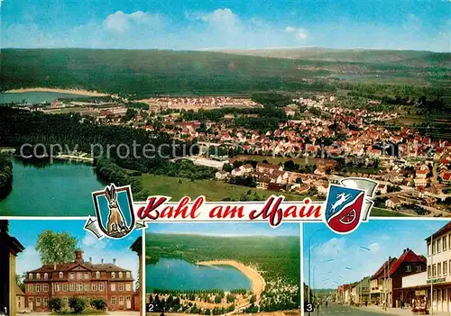 AK / Ansichtskarte Kahl Main Fliegeraufnahme Mainpartie Schloss Emmrichhofen Camping Hanauer Landstrasse Kat. Kahl a.Main