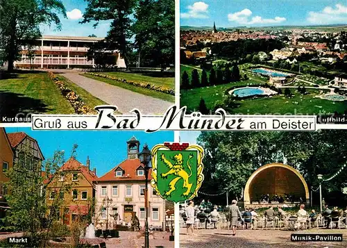 AK / Ansichtskarte Bad Muender Kurhaus Luftbild Musikpavillon Konzert Markt Wappen Kat. Bad Muender am Deister