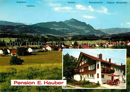 AK / Ansichtskarte Moosbach Kempten Gesamtansicht mit Alpenpanorama Pension Metzgerei Hauber Kat. Sulzberg
