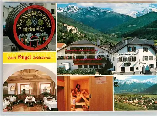 AK / Ansichtskarte Schluderns Suedtirol Hotel Engel Skipiste Doppelkarte Kat. Sluderno Vinschgau