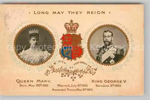 AK / Ansichtskarte Adel England Queen Mary King George V.  Kat. Koenigshaeuser