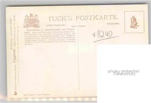 AK / Ansichtskarte Verlag Tucks Oilette Nr. 624 B Bauernhaus Berchtesgaden Untersberg  Kat. Verlage