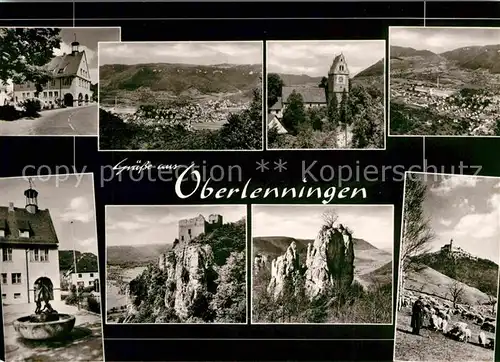 AK / Ansichtskarte Oberlenningen Platz Kirche Brunnen Felsen Kat. Lenningen