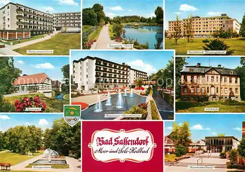 AK / Ansichtskarte Bad Sassendorf Sanatorium Kurpark Teich Kurklinik Schloss Kursaal Kurgarten Kurmittelhaus Kat. Bad Sassendorf