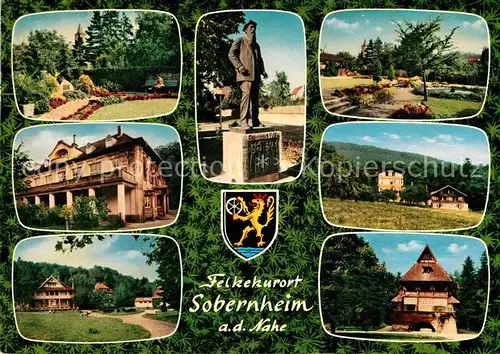 AK / Ansichtskarte Sobernheim Felkekurort an der Nahe  Kurpark Kurhaus Denkmal Statue Wappen Kat. Bad Sobernheim