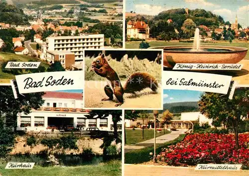 AK / Ansichtskarte Bad Soden Salmuenster Sanatorium Koenig Heinrich Sprudel Kurmittelhaus Kurhaus Eichhoernchen Kat. Bad Soden Salmuenster