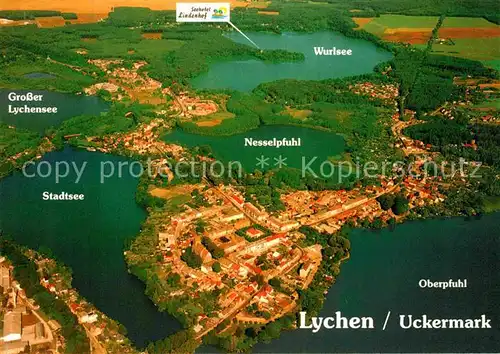 AK / Ansichtskarte Lychen Gr Lychensee Stadtsee wurlsee Nesselpfuhl Oberpfuhl Fliegeraufnahme Kat. Lychen