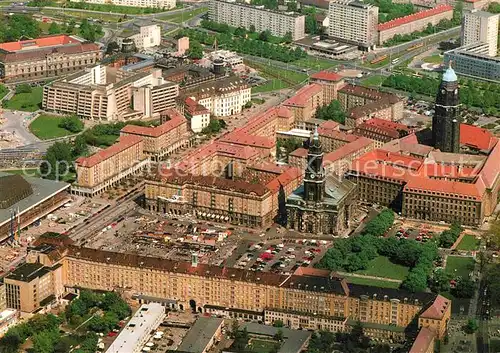 AK / Ansichtskarte Dresden Fliegeraufnahme Kulturpalast Altmarkt Kreuzkirche Rathaus Kat. Dresden Elbe