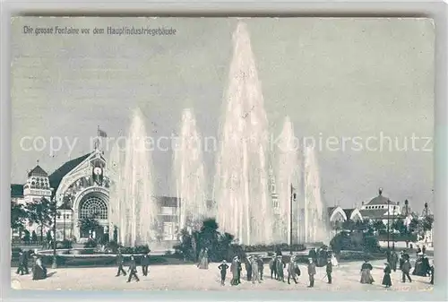 AK / Ansichtskarte Ausstellung Bayr Landes Nuernberg 1906 Fontaine Huaptindustriegebaeude  Kat. Expositions