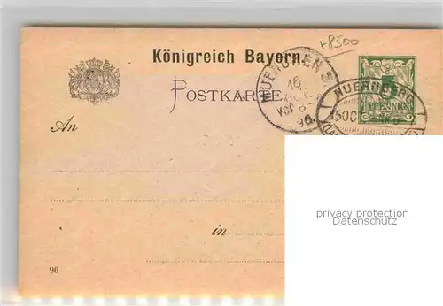 AK / Ansichtskarte Ausstellung Bayr Landes Nuernberg 1896  Kat. Expositions