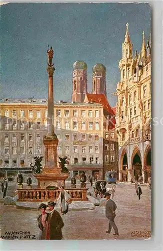 AK / Ansichtskarte Wagner Richard Kuenstler Muenchen Marienplatz  Kat. Kuenstlerkarte