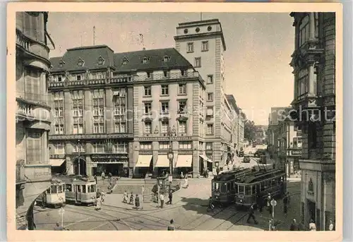 AK / Ansichtskarte Strassenbahn Pforzheim Leopoldplatz Industriehaus  Kat. Strassenbahn