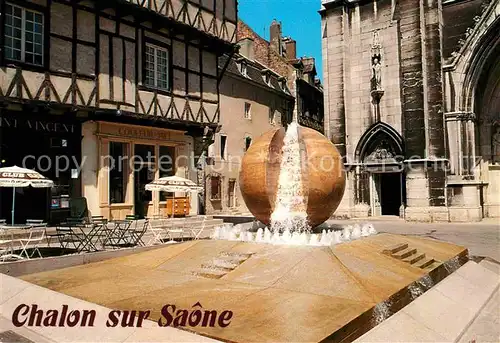 AK / Ansichtskarte Chalon sur Saone Fontain le Chemin et Sculpture Yvan Avoscan Kat. Chalon sur Saone