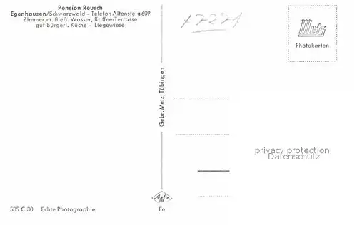 AK / Ansichtskarte Egenhausen Wuerttemberg Pension Reusch Kat. Egenhausen