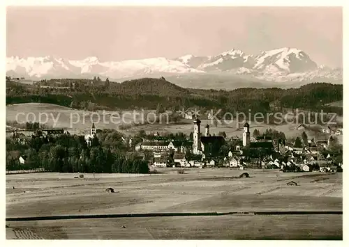 AK / Ansichtskarte Isny Allgaeu Panorama Kirche Alpen Kat. Isny im Allgaeu