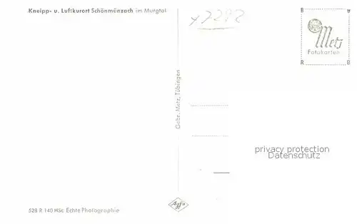 AK / Ansichtskarte Schoenmuenzach Murgtal Luftbild Kat. Baiersbronn