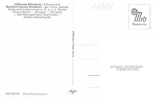 AK / Ansichtskarte Altensteig Schwarzwald Gasthof Pension Waldhor