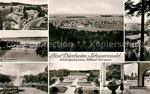 AK / Ansichtskarte Bad Duerrheim Karolushaus Strandbad Kurgarten Kurbrunnen Kat. Bad Duerrheim