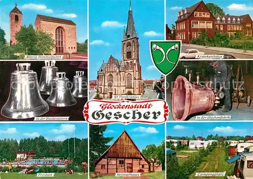 AK / Ansichtskarte Gescher Kirche Glockenfabrik Freibad Heimathaus Campingplatz Kat. Gescher