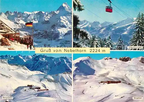 AK / Ansichtskarte Nebelhorn Gipfelhaus Bergbahn Bergstation Skigebiet Winterpanorama Alpen Kat. Oberstdorf