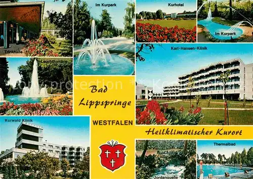 AK / Ansichtskarte Bad Lippspringe Trinkhalle Kurpark Kurhotel Klinik Thermalbad Jordanquelle Kat. Bad Lippspringe