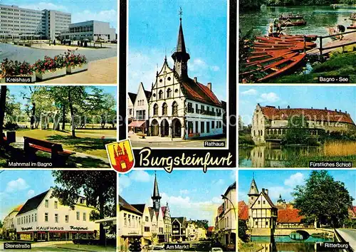 AK / Ansichtskarte Burgsteinfurt Kreishaus Rathaus Bagnosee Schloss Ritterburg Markt Steinstrasse Mahnmal Kat. Steinfurt