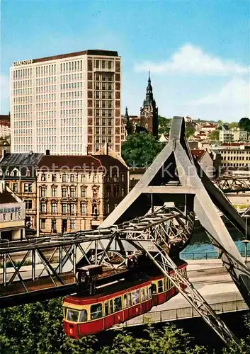 AK / Ansichtskarte Elberfeld Wuppertal Glanzstoff Hochhaus Rathaus Schwebebahn Kat. Wuppertal