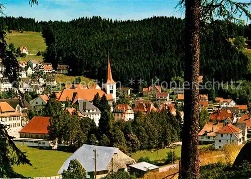 AK / Ansichtskarte Schonach Schwarzwald Panorama Blick vom Hoefleberg Ortsansicht mit Kirche Kat. Schonach im Schwarzwald