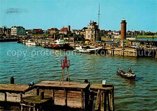 AK / Ansichtskarte Cuxhaven Nordseebad Hafen und Stadt Leuchtturm Kat. Cuxhaven