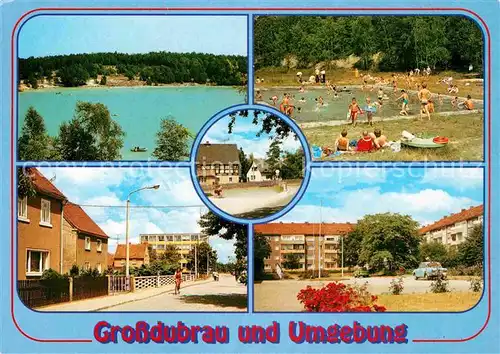 AK / Ansichtskarte Grossdubrau und Umgebung See Freibad Ortspartie Wohnsiedlung Kat. Grossdubrau
