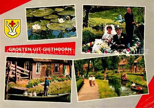 AK / Ansichtskarte Giethoorn Hochzeit auf dem Boot im Kanal Kat. Steenwijkerland