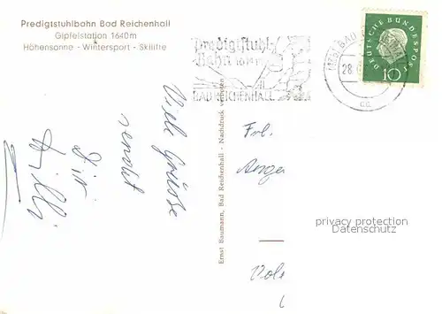 AK / Ansichtskarte Bad Reichenhall Berhotel Predigtstuhl mit Seilbahn Kat. Bad Reichenhall