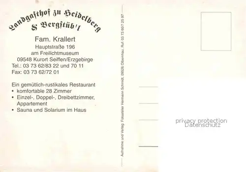 AK / Ansichtskarte Seiffen Erzgebirge Landgasthof zu Heidelberg mit Bergstuebl Zimmer Kat. Kurort Seiffen Erzgebirge