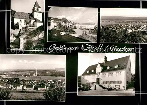 AK / Ansichtskarte Zell Neckar Kirche Rathaus Panorama