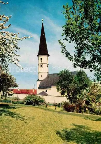 AK / Ansichtskarte Hittenkirchen Chiemsee Kuratie Kirche St Bartholomaeus Baumbluete Kat. Bernau a.Chiemsee